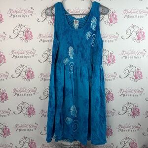 Terracotta dress tie-dye marked one-size-fits-all boho Blue Textured seashell